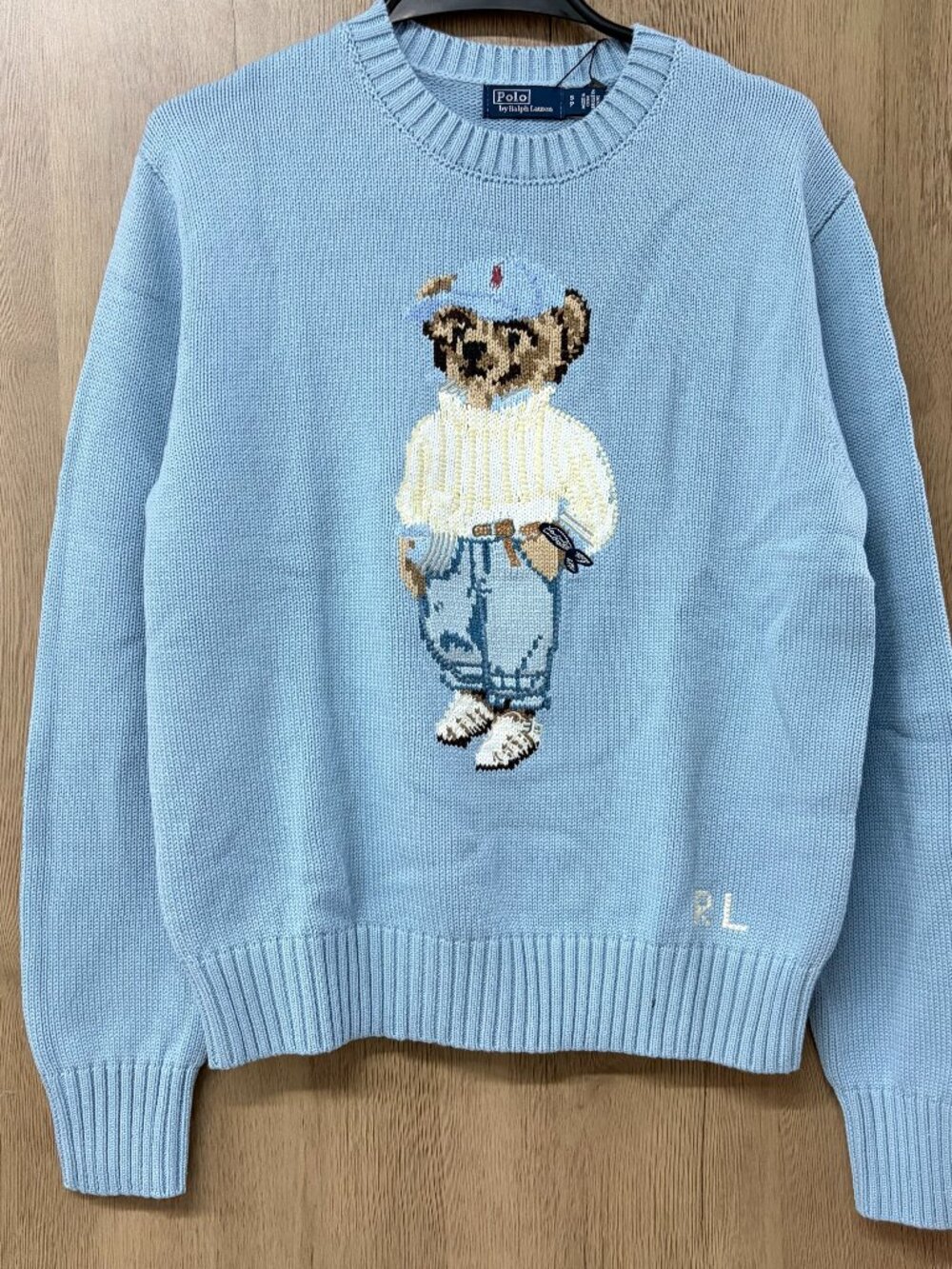 Polo Ralph Lauren Preppy Bear Light Blue Knit Sweater
